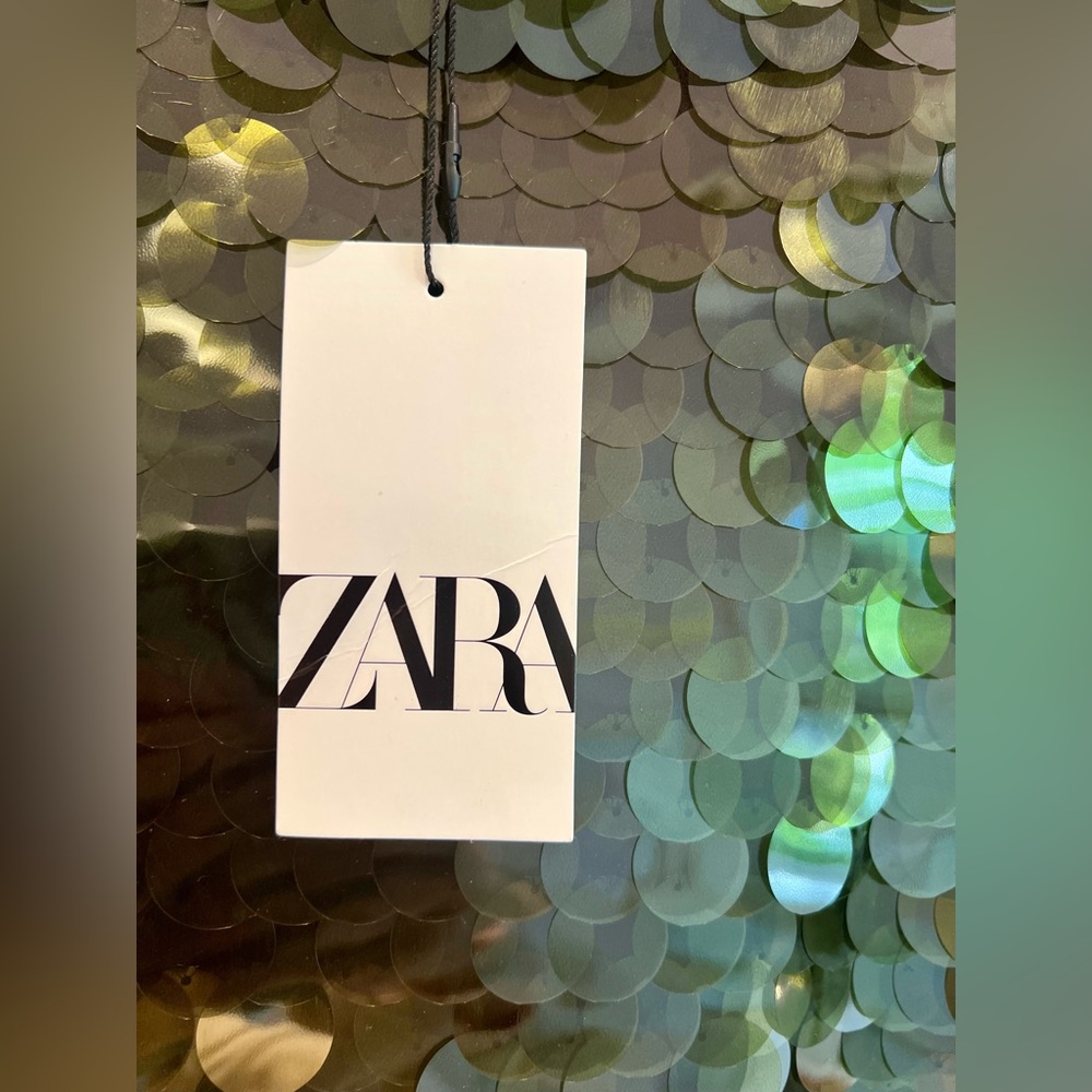Zara Green Sequin Mini Skirt - Picture 2 of 4